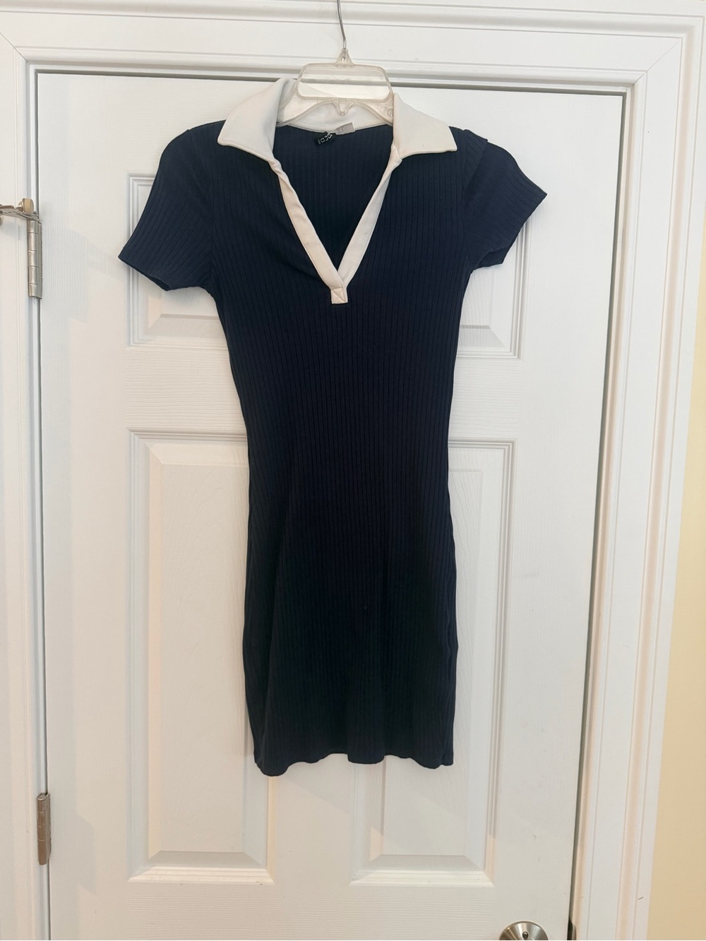 Ladies Size Small "Divided by H&M" Navy Mini Polo Dress with White Collar GUC